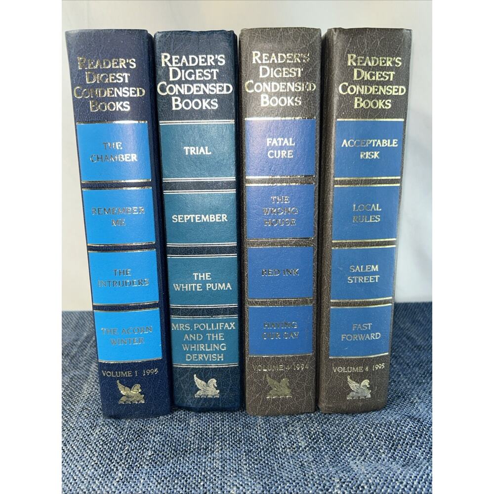 Lot of 4 Blue Spine Readers Digest Condensed Books Decor Staging Patterns Solid